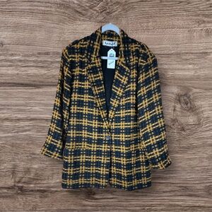 Vintage Lasford Checkered Wool Blazer in Black and Yellow ⚫ 🟡